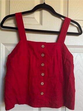 NWT The Workshop Red Linen Tank Top with Button Front, Various Sizes